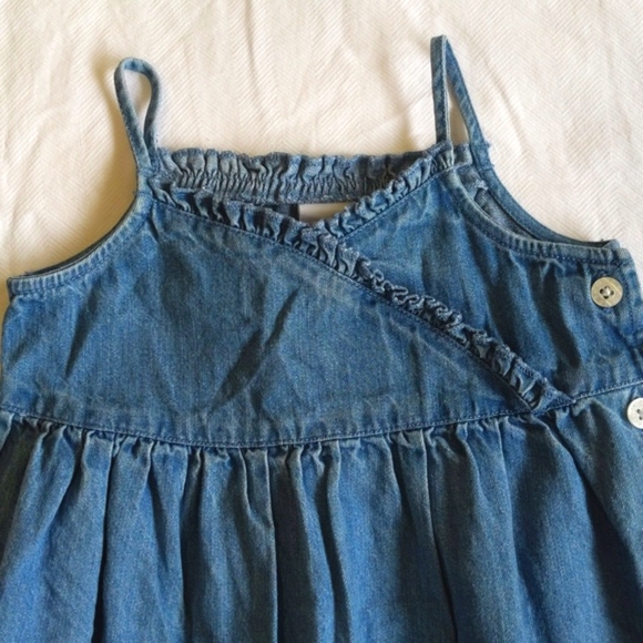 vintage old navy floral embroidered cotton denim summer dress 4T toddler girls - Picture 2 of 8